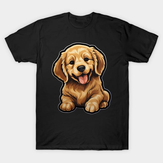 Cute Golden Retriever Dogs - Funny Golden Retriever Dog T-Shirt by fromherotozero